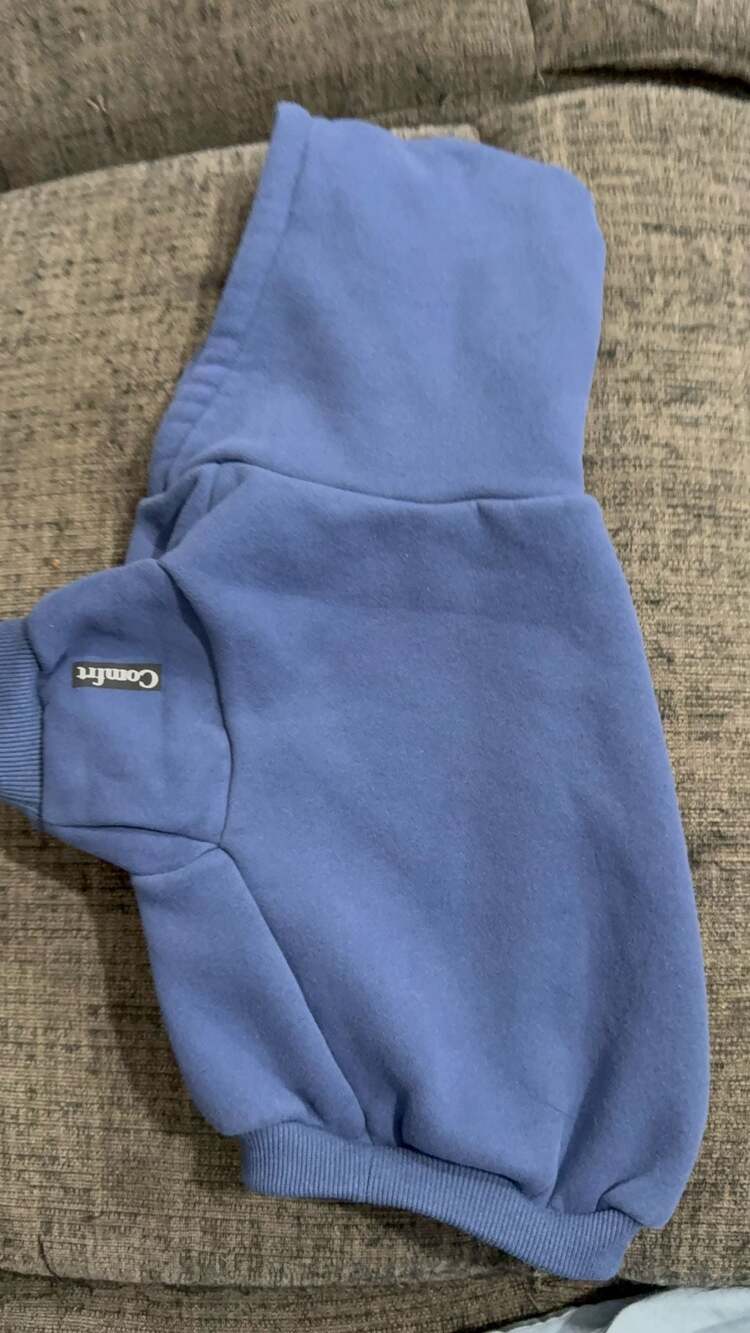 Comfrt Dog Hoodie Size L Blue Cotton Blend Pet Apparel - Picture 3 of 6